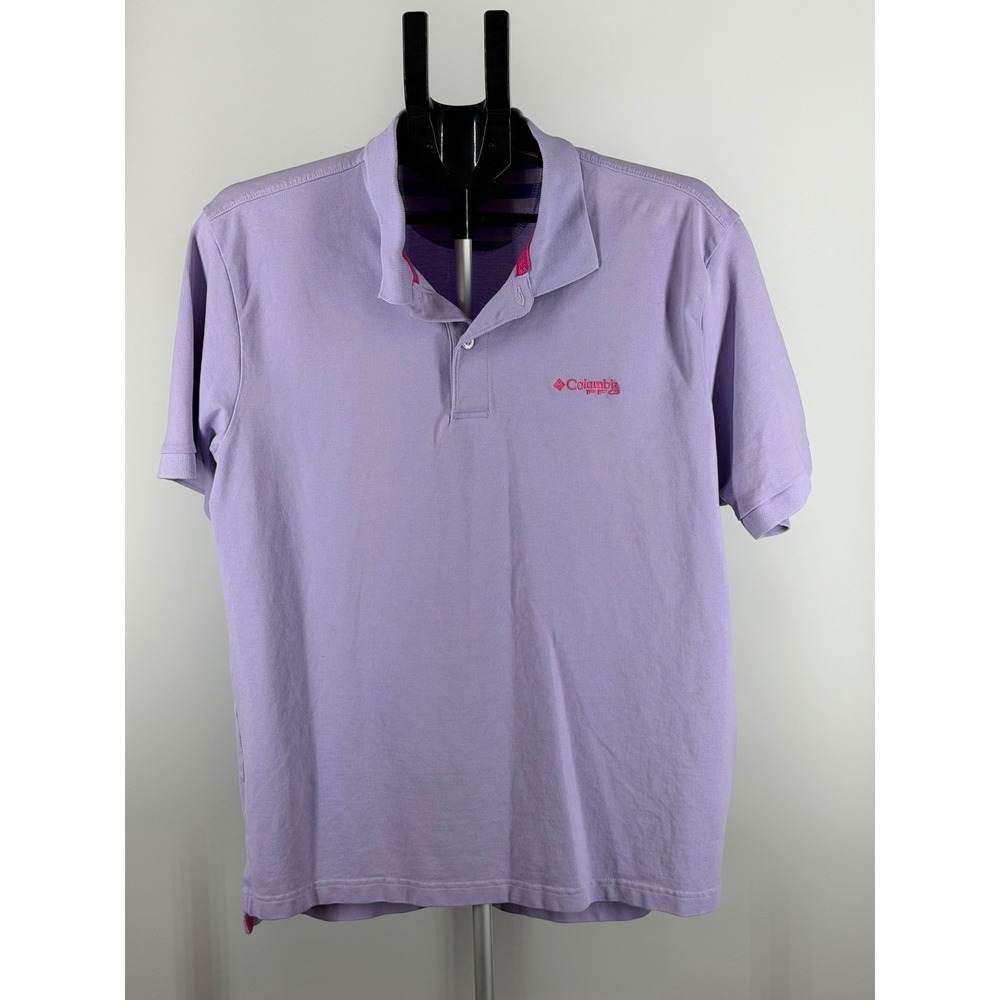 Columbia PFG Mens‎ Large Purple Short Sleeve Performance Polo Shirt